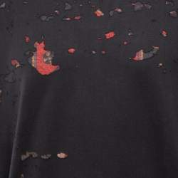 مملوكة مسبقًا Givenchy Black Ripped Cotton Crew Neck Sweatshirt XS 