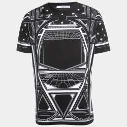 Givenchy Black Geometric Print Cotton Crew Neck Half Sleeve T-Shirt S