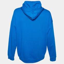 Pre Owned Givenchy Blue Address Logo printed Cotton Knit Hoodie XXL