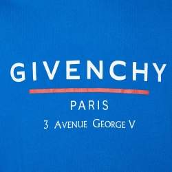Pre Owned Givenchy Blue Address Logo printed Cotton Knit Hoodie XXL