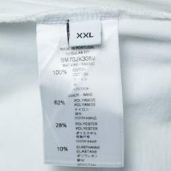 Pre Owned Givenchy White Cotton Logo Band Detailed Half Sleeve T-Shirt XXL