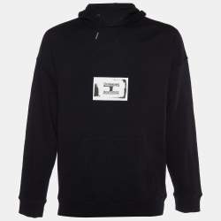 Givenchy Black Cotton Knit Logo Patch Detail Hoodie L