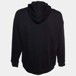 Givenchy Black Cotton Knit Logo Patch Detail Hoodie L