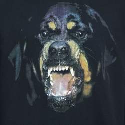 مملوكة مسبقًا Givenchy Black Rottweiler Print Cotton Hooded Sweatshirt L
