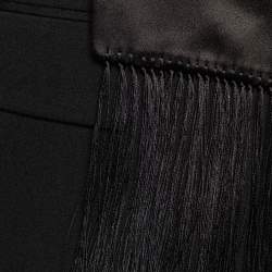 Givenchy Black Wool & Silk Satin Fringed Shawl Collar Blazer M