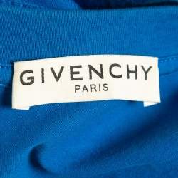 Pre Owned Givenchy Blue Logo Print Cotton Crew Neck Oversized T-Shirt S