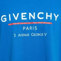 Pre Owned Givenchy Blue Logo Print Cotton Crew Neck Oversized T-Shirt S