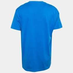 Pre Owned Givenchy Blue Logo Print Cotton Crew Neck Oversized T-Shirt S