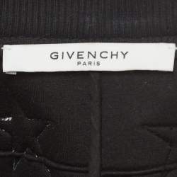Pre Owned Givenchy Black Lambskin & Neoprene Star Embroidered Sweatshirt M