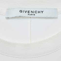 Givenchy White Logo Print Distressed Cotton Half Sleeve T-Shirt L