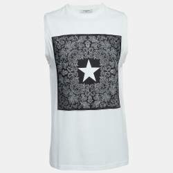 Givenchy White Cotton Print Patch Detail Tank Top M