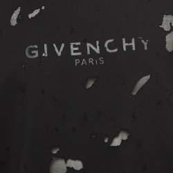 مملوكة مسبقًا Givenchy Black Logo Print Distressed Cotton Crew Neck T-Shirt S