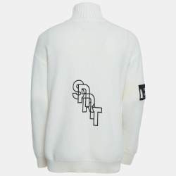 Givenchy Off-White Rare Jacquard Wool Blend Roll Neck Jumper M