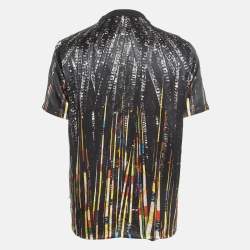 مملوكة مسبقًا Givenchy Black Sequin Print Silk Satin T-Shirt XS