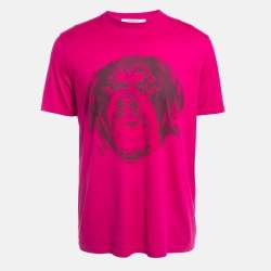 Givenchy Fuchsia Pink Printed Cotton Crew Neck T-Shirt S