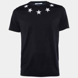 Givenchy Black Stars Appliqued Cotton Cuban Fit T-Shirt L