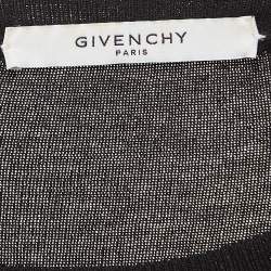 Givenchy Black Logo Tape Trim Wool Knit Crew Neck Sweatshirt L