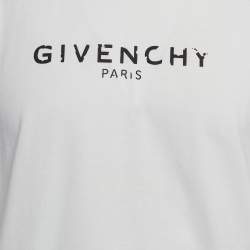 Pre Owned Givenchy White Faded Logo Print Cotton Crew Neck T-Shirt XS
