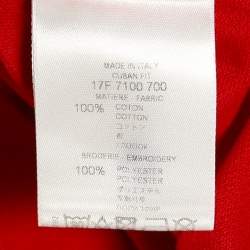 Pre Owned Givenchy Red Star Applique Cotton Pique T-Shirt M
