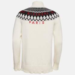 Givenchy Off-White Intarsia Wool Knit Turtle Neck Sweater M