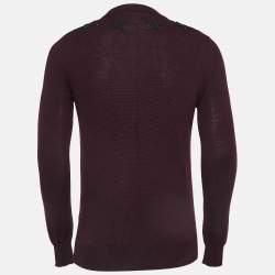 Givenchy Burgundy Wool Knit Star Badge Detail Sweatshirt XS