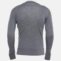 Givenchy Grey Embroidered Wool Knit Sweatshirt XS