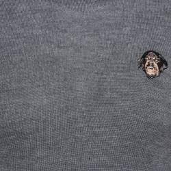 Givenchy Grey Embroidered Wool Knit Sweatshirt XS