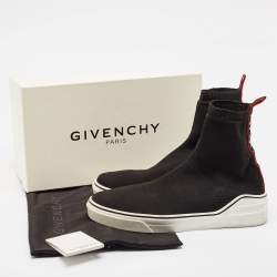 Givenchy Black Knit Fabric Logo High Top Sneakers Size 41