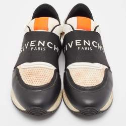 Givenchy Black/White Leather and Mesh Runner Active Sneakers Size 44