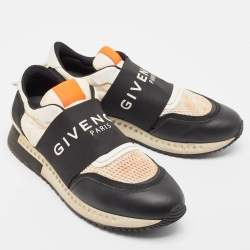 Givenchy Black/White Leather and Mesh Runner Active Sneakers Size 44