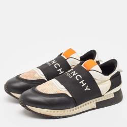 Givenchy Black/White Leather and Mesh Runner Active Sneakers Size 44