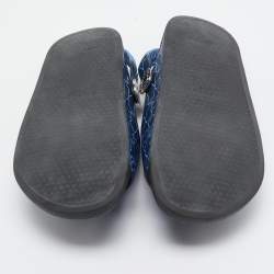 Pre Owned Givenchy Blue Canvas Slingback Flat Sandals Size 43