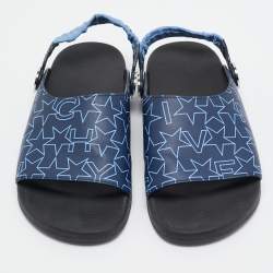 Pre Owned Givenchy Blue Canvas Slingback Flat Sandals Size 43