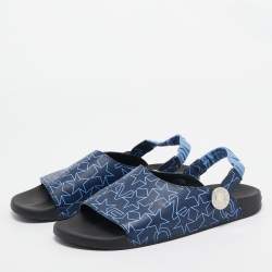 Pre Owned Givenchy Blue Canvas Slingback Flat Sandals Size 43