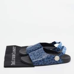 Pre Owned Givenchy Blue Canvas Slingback Flat Sandals Size 43