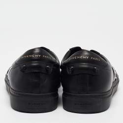 Givenchy Black Leather 4G Webbing Detail Low Top Sneakers Size 42