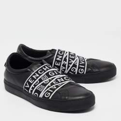 Givenchy Black Leather 4G Webbing Detail Low Top Sneakers Size 42