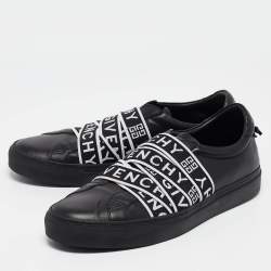 Givenchy Black Leather 4G Webbing Detail Low Top Sneakers Size 42
