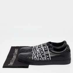 Givenchy Black Leather 4G Webbing Detail Low Top Sneakers Size 42