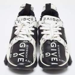 Givenchy Black/White Logo Print Leather Jaw Sneakers Size 41