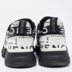 Givenchy Black/White Logo Print Leather Jaw Sneakers Size 41