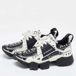 Givenchy Black/White Logo Print Leather Jaw Sneakers Size 41