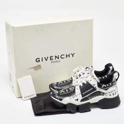 Givenchy Black/White Logo Print Leather Jaw Sneakers Size 41
