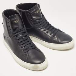 Givenchy Black Leather Urban Street High Top Sneakers Size 43