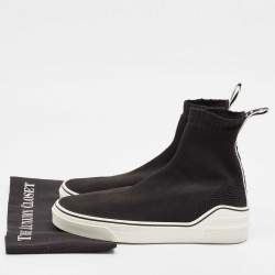 Givenchy Black/White Knit Fabric George V Slip On Sneakers Size 39