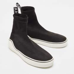 Givenchy Black/White Knit Fabric George V Slip On Sneakers Size 39