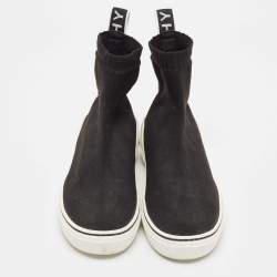 Givenchy Black/White Knit Fabric George V Slip On Sneakers Size 39
