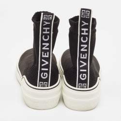 Givenchy Black/White Knit Fabric George V Slip On Sneakers Size 39
