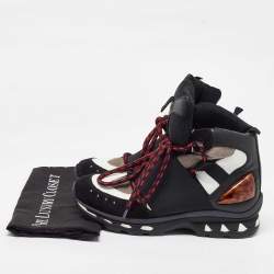 Givenchy Black/White Leather and Suede Hiker High Top Sneakers Size 42