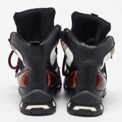Givenchy Black/White Leather and Suede Hiker High Top Sneakers Size 42